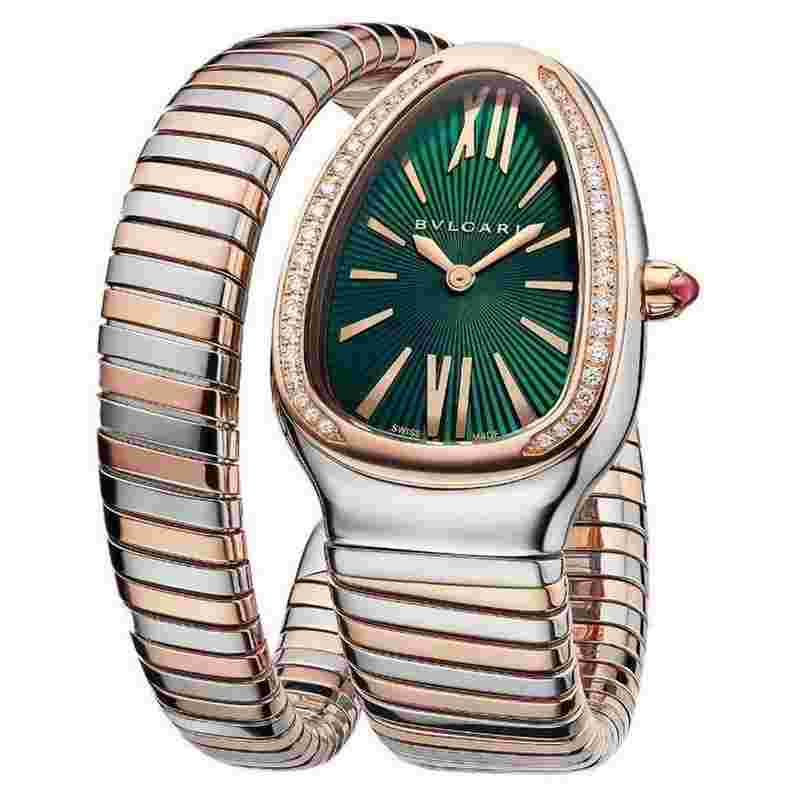 Bulgari Serpenti
                           
                                 Tubogas Quartz 35mm 18k Rose/Steel Diamond Bezel Ladies 102790