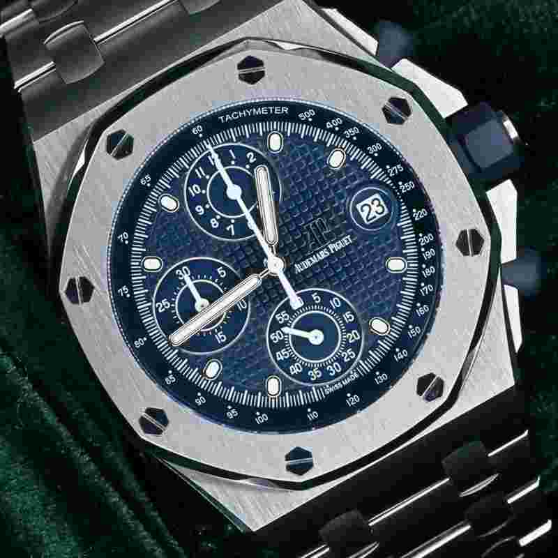 Audemars Piguet Royal Oak Offshore Chronograph
                           
                                 MINT FULL SET Royal Oak Offshore Chronograph “The Beast” 42MM Blue Dial Steel 26238ST