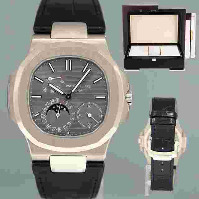 Patek Philippe Nautilus
                           
                                 MINT PAPERS Nautilus White Gold Leather 5712G Moonphase Watch Box
