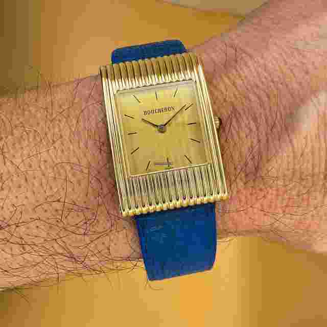 Boucheron Reflet
                           
                                 Solid Gold Yellow 18kt 750 Vintage Art Deco Reflet Large Size Quartz Unisex