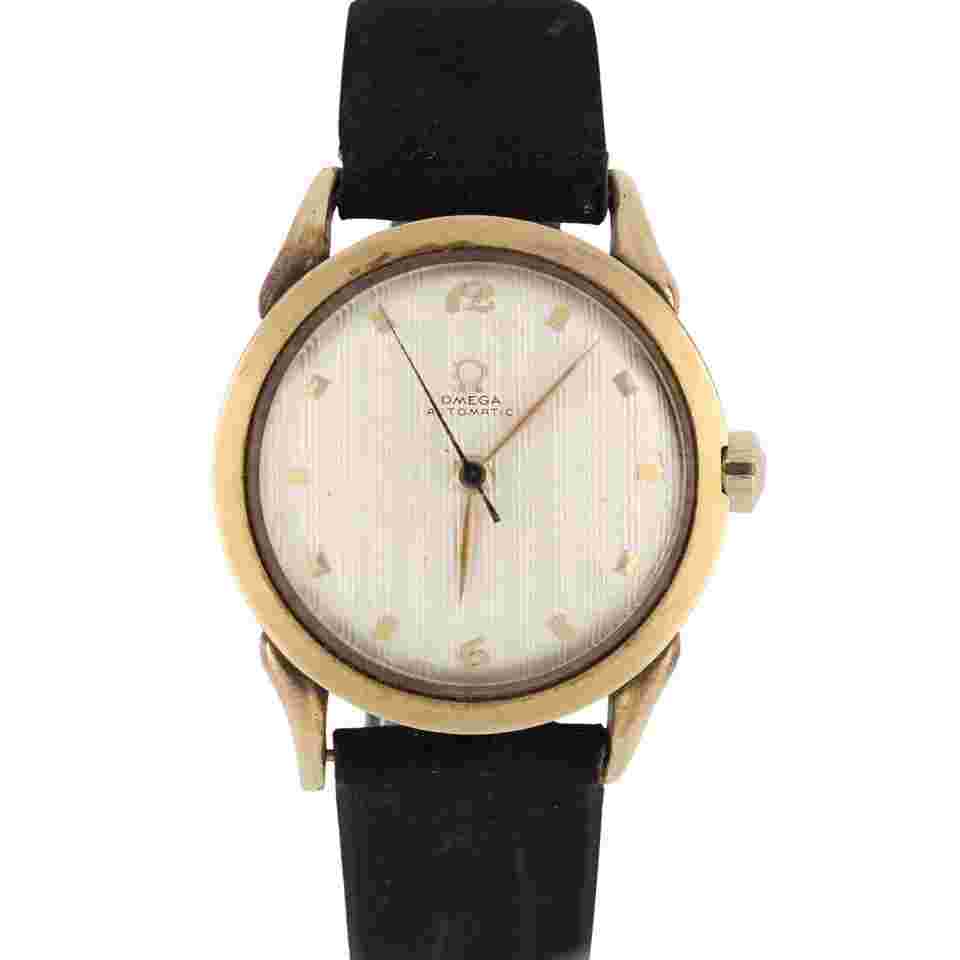 Omega Bumper
                           
                                 VINTAGE Omega BUMPER Automatic Gold Plated Steel Silver Textured 34mm Watch