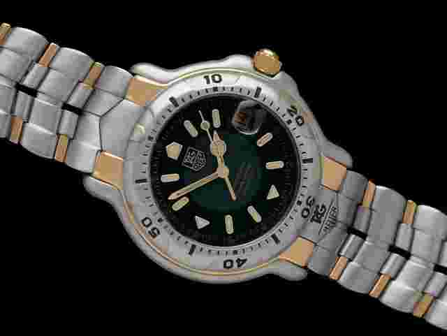 TAG Heuer 6000
                           
                                 Professional 6000 Mens Chronometer Divers Steel & 18K Gold Green Dial Watch - WH5153