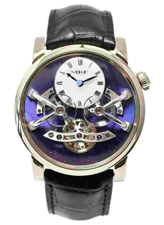 MBandF Legacy Machine 2 in White Gold on Black Leather Strap with Purple Dial Limited to 12