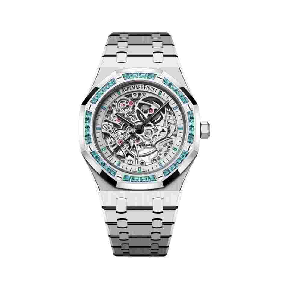 Audemars Piguet Royal Oak Double Balance Wheel Openworked
15412BC.TO.1220BC.01 Openworked White Gold Swiss Topaz Bezel
