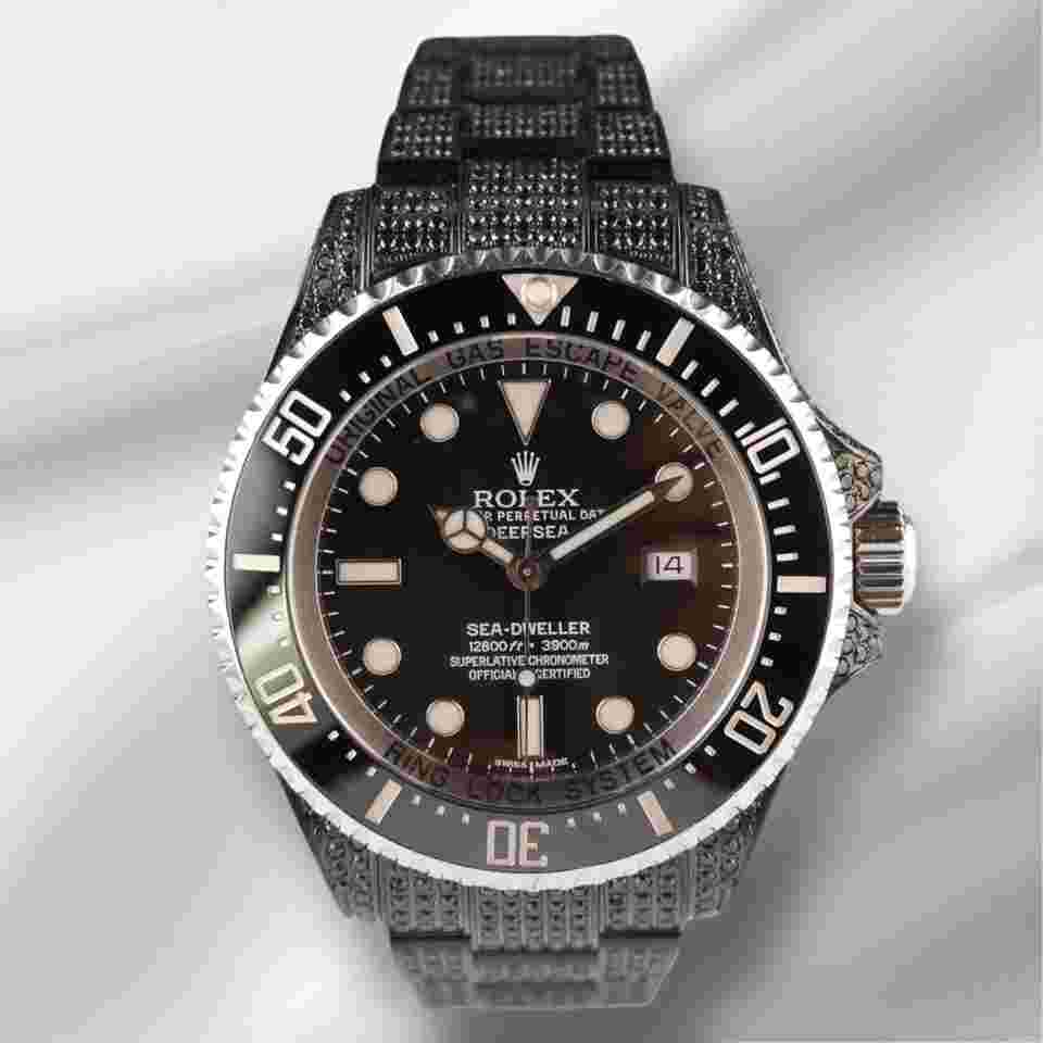Rolex Sea-Dweller Deepsea
Date 44mm Black Iced out 8ct Oyster Steel Mens Watch 116660