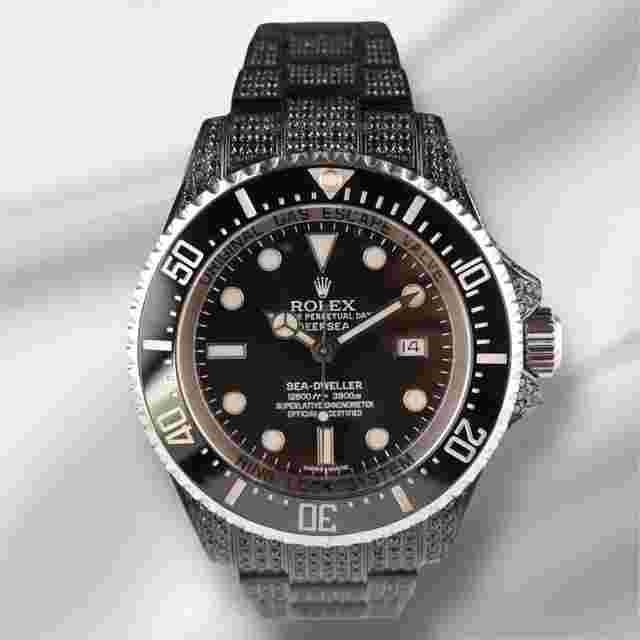 Rolex Sea-Dweller Deepsea
                           
                                 Date 44mm Black Iced out 8ct Oyster Steel Mens Watch 116660