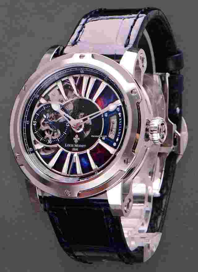 Louis Moinet Metropolis
                           
                                 Skylink in Stainless Steel Limited Edition of 75 Pieces On a Blue Alligator Strap with a Deployant Buckle