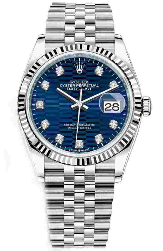 Rolex Datejust 36
                           
                                 Unworn Datejust 36mm Blue Motif Diamond Dial Jubilee Bracelet 126234
