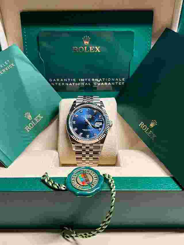 Rolex Datejust 36
                           
                                 Unworn Datejust 36mm Blue Diamond Dial Jubilee Bracelet 126234
