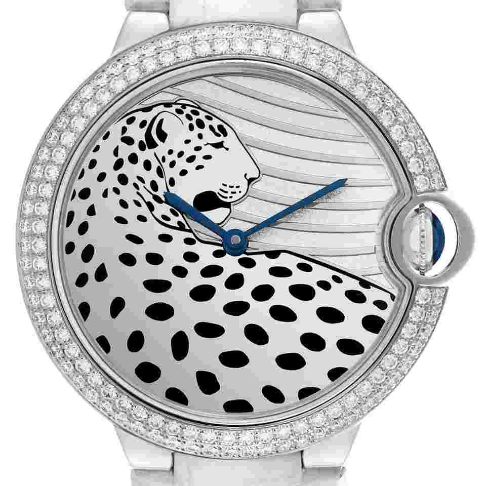 Cartier Panthère
Ballon Bleu Panthere Motif Limited Edition White Gold Diamond Watch HPI00478