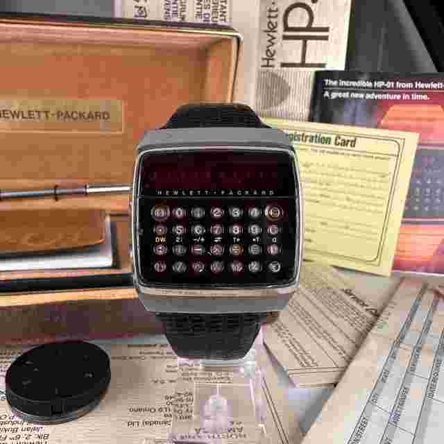Hewlett-Packard HP 1977 Vintage HP Hewlett-Packard HP-1LED Calculator Watch Complete Set Box and Papers