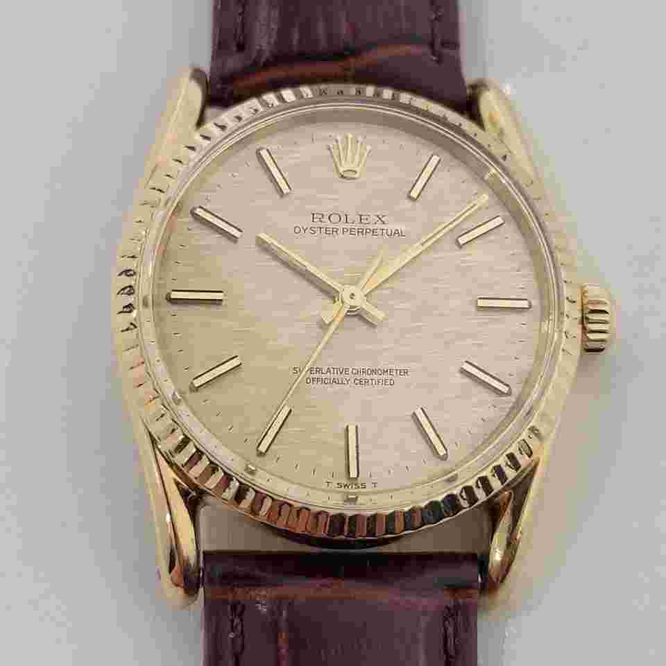 Rolex Oyster Perpetual 34
                           
                                 Mens Rolex Oyster Perpetual 1011 33mm 18k Gold 1970s Auto Vintage Swiss RJC154