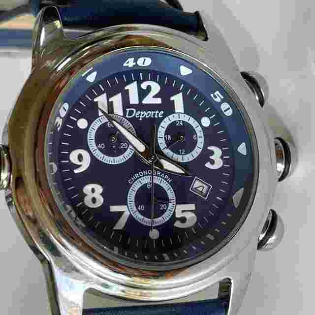 DEPORTE Chronograph Calendar Date Blue Dial( NOS )New Old Stock 