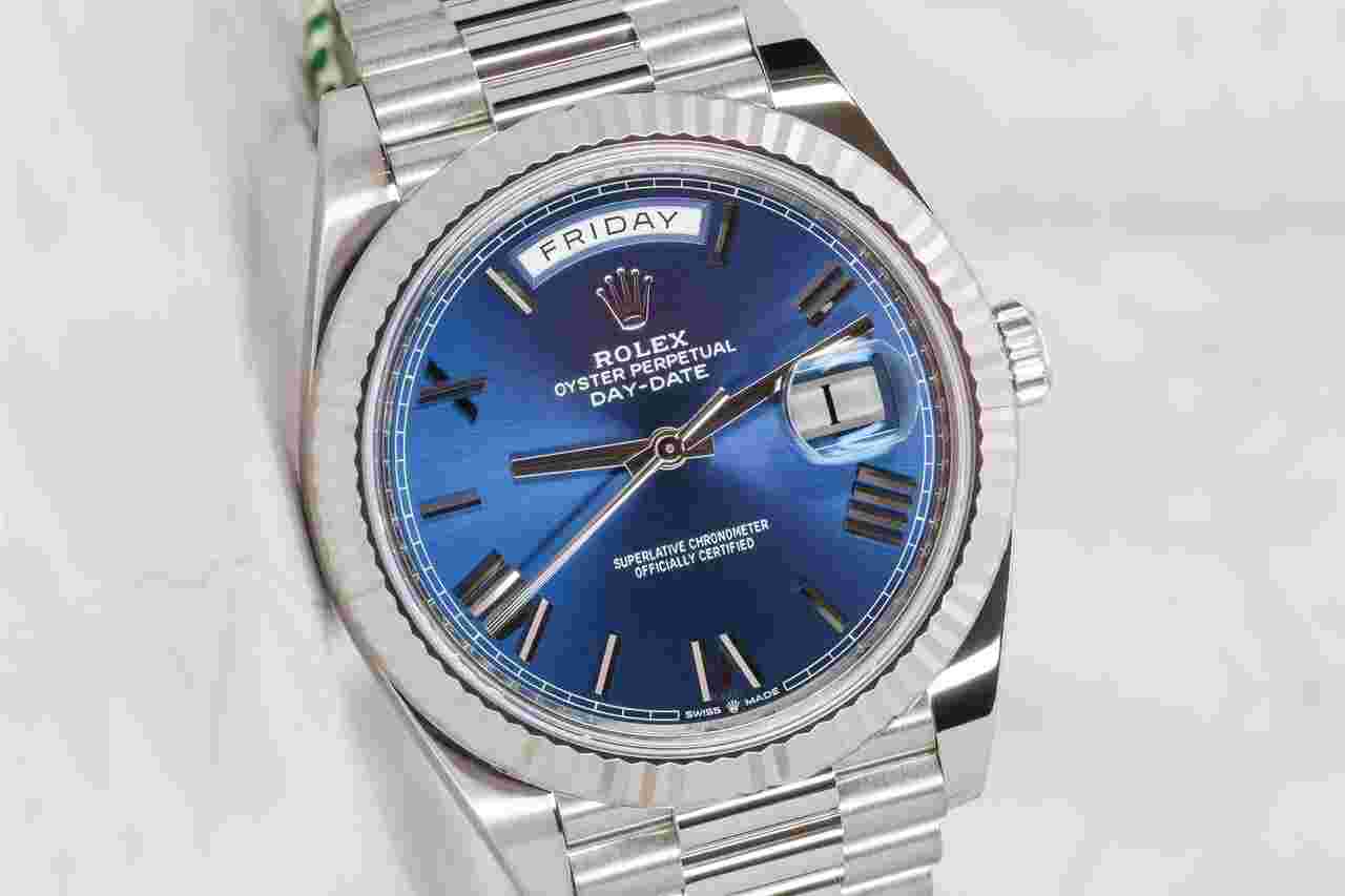 Rolex Day-Date 40
IN STOCK Like New 12/2020 New Warranty Card Ref. 228239 Day-Date 40 White Gold Blue Dial