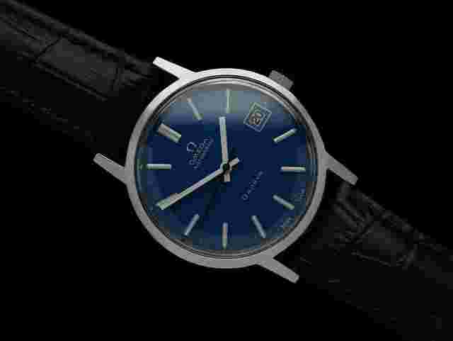 Omega Genève
                           
                                 1973 Geneve Vintage Mens Byzantine Blue Automatic Watch - Stainless Steel