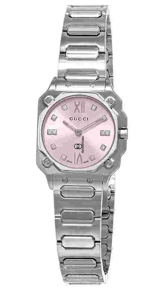 GUCCI G-Flat Quartz 24MM Diamond Accent Pink Dial