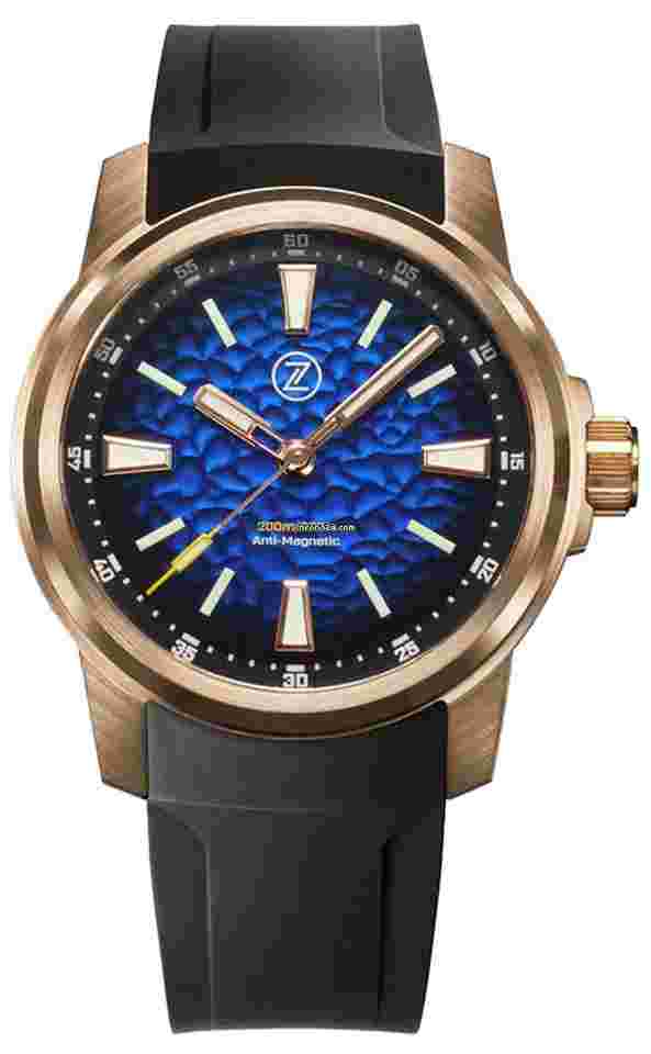 Zelos
                           
                                 Aurora Field 38mm Bronze Hammered Blue