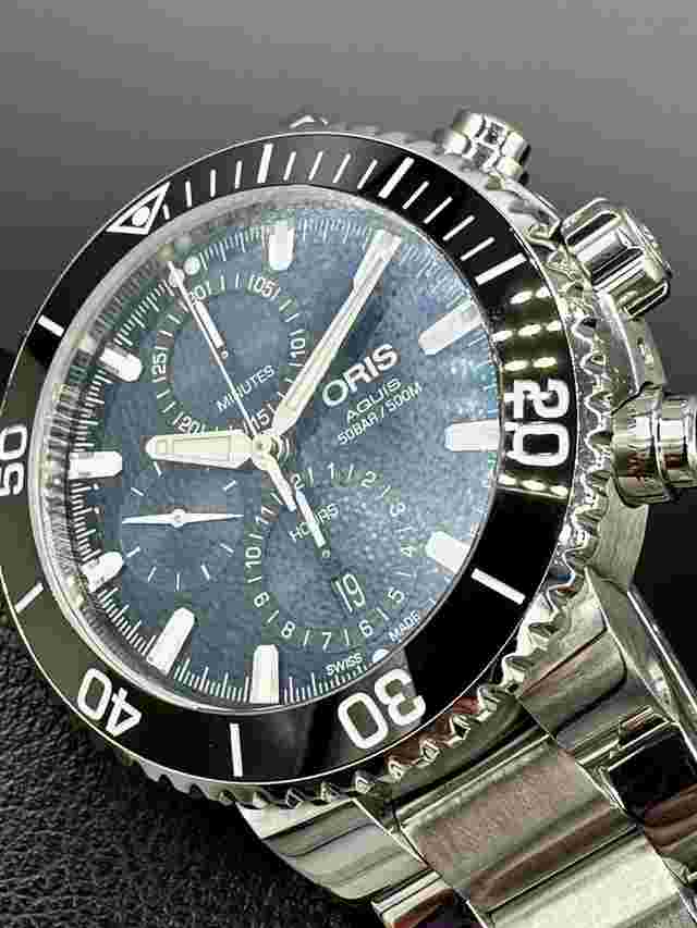Oris Aquis Chronograph
                           
                                 7743 Blue Dial Swiss Automatic 45.5mm Stainless Steel