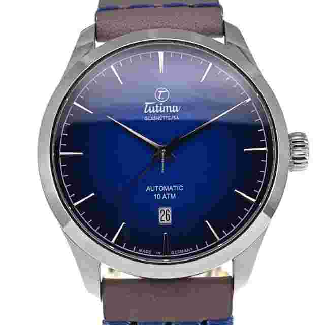 TUTIMA 6105-53 Aero club AT Analog Wristwatch SS Silver Blue Dial Men's w/box