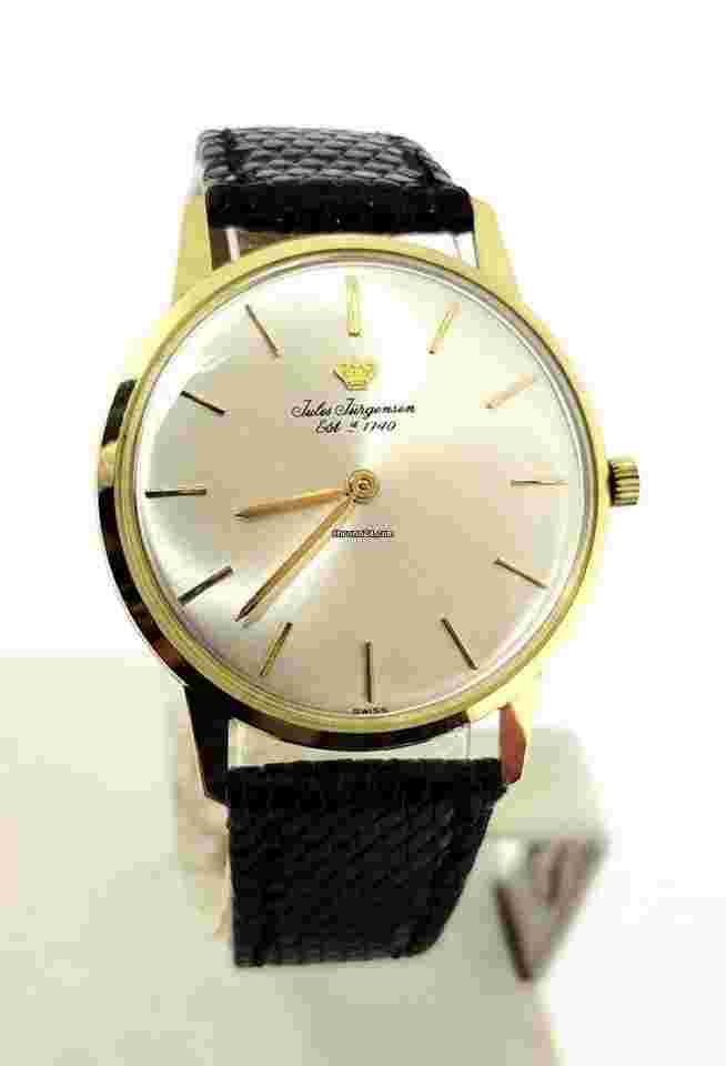 Jules Jürgensen
                           
                                 Vintage 18k JULES JURGENSEN Winding Watch 1069 with BOX & PAPERS c.1960s EXLNT