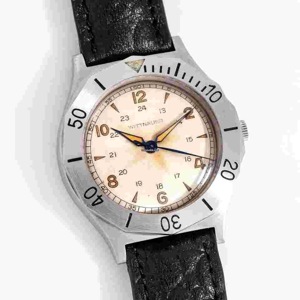 Wittnauer
                           
                                 1960's Vintage Wittnauer Skin Diver Stainless Steel Watch ( 15159)