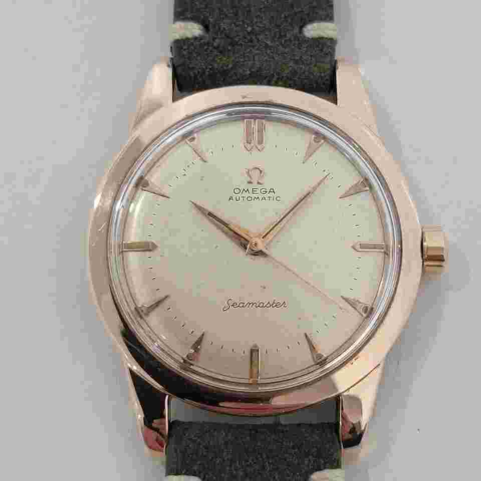 Omega Seamaster
                           
                                 Mens Omega Seamaster 2494 37mm Rose Gold Capped Bumper Automatic 1950s NA116G