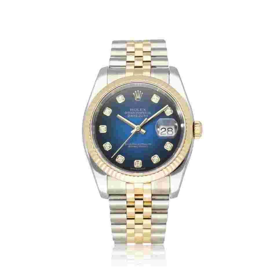 Rolex Datejust 36
steel yellow gold blue vignette diamond Jubilee 2006 + papers