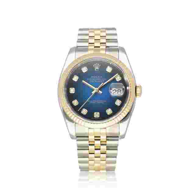 Rolex Datejust 36
                           
                                 steel yellow gold blue vignette diamond Jubilee 2006 + papers