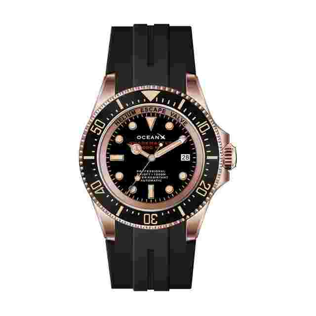 OceanX Sharkmaster 1000 M9 Rose Gold 44mm Men's Diver Watch Rose Gold SMS1061M9
