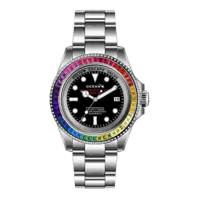 OceanX Sharkmaster 1000 M9 Rainbow Bezel 44mm Men's Diver Watch SMS1043M9 Limited Edition