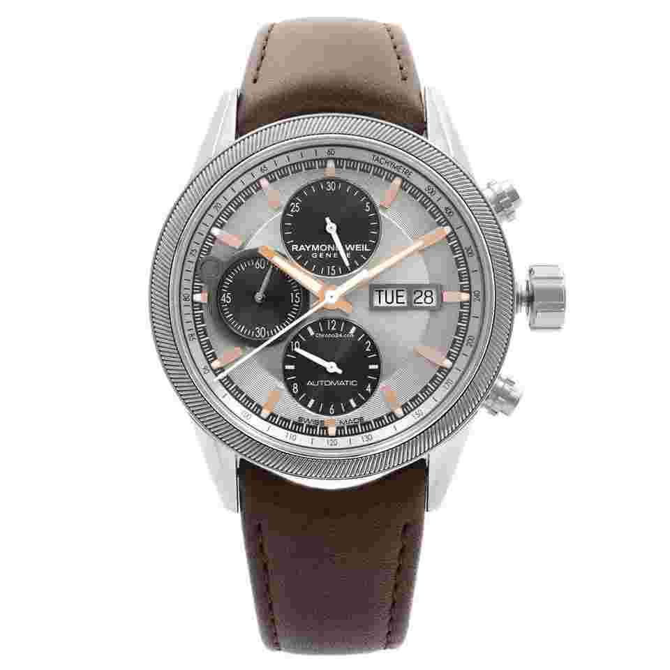 Raymond Weil Freelancer
                           
                                 42 Date Day Leather Steel Automatic Watch 7731-SC2-65655