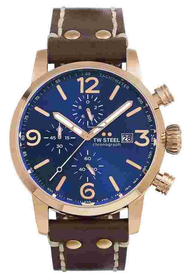 TW Steel
                           
                                 Maverick Chrono Rose Gold PVD Brown Leather Quartz Mens Watch MS84