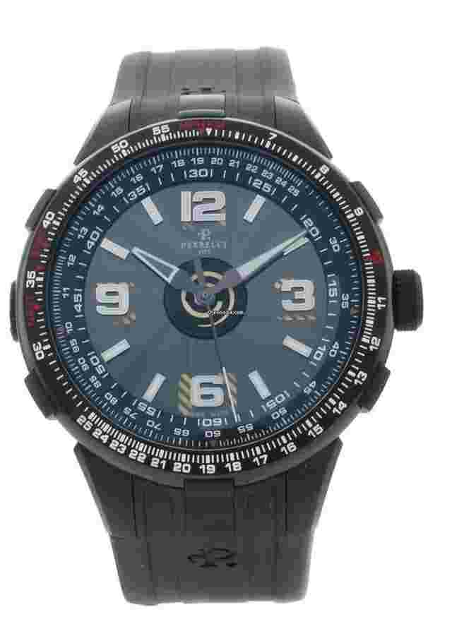 Perrelet Men's Turbine Pilot 48mm Black Rubber Band Automatic Watch A1086-1