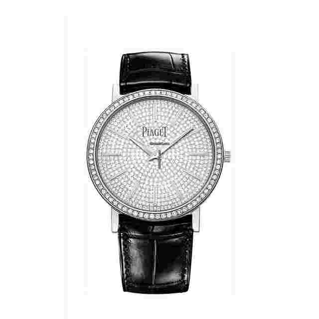 Piaget Altiplano
                           
                                 34mm G0A36128 White Gold with Black Crocodile Leather Watch Pave Diamond Dial 2018
