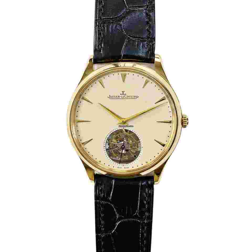 Jaeger-LeCoultre Master Ultra Thin Tourbillion
Q1322410 Rose Gold with Black Leather Watch Beige Dial