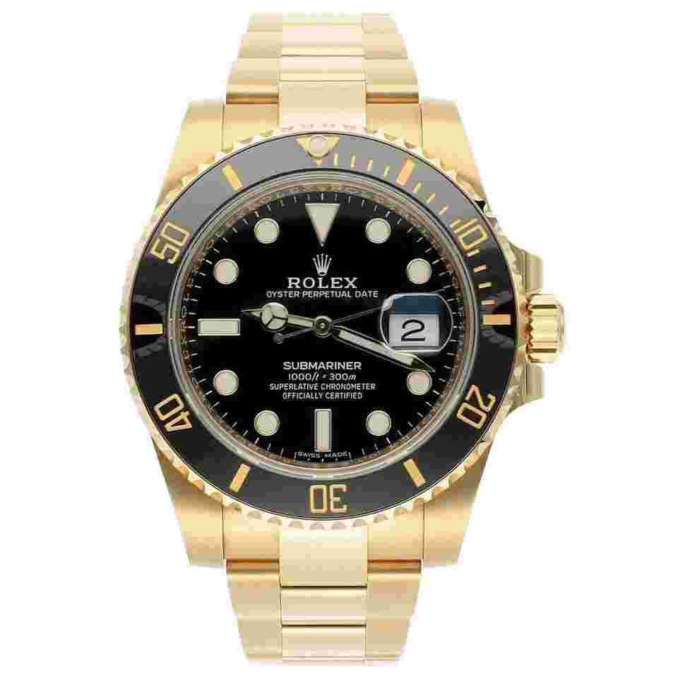 Rolex Submariner Date
                           
                                 Ceramic Bezel Yellow Gold Black 116618LN Men’s Watch
