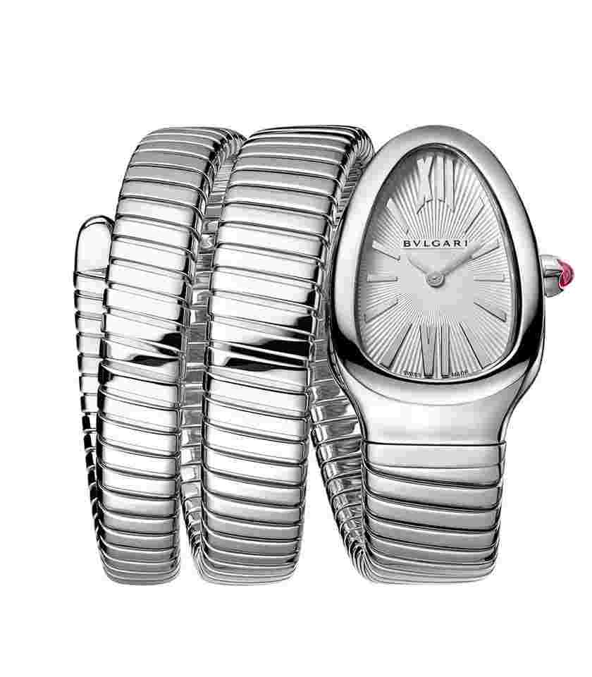 Bulgari Serpenti
                           
                                 35mm Tubogas Double Spiral Steel Silver Dial