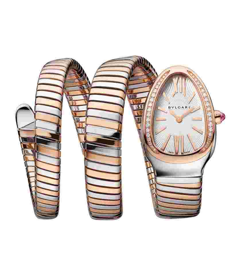 Bulgari Serpenti
                           
                                 35mm Tubogas Double Spiral Steel and 18k RG Silver Dial
