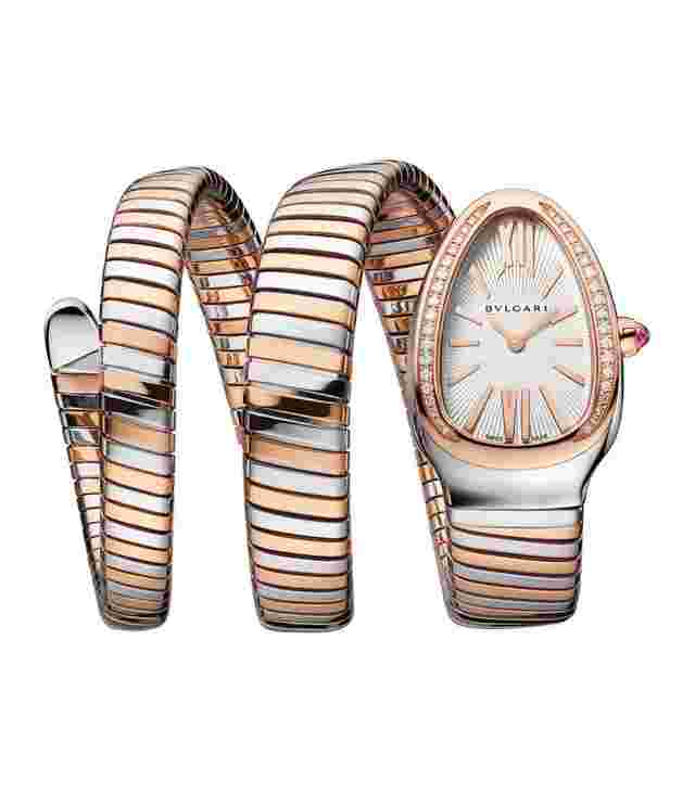 Bulgari Serpenti
                           
                                 35mm Tubogas Double Spiral Steel and 18k RG Silver Dial