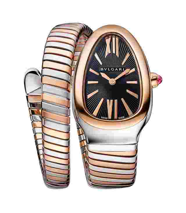 Bulgari Serpenti
                           
                                 35mm Tubogas Single Spiral Steel and 18k RG Black Dial