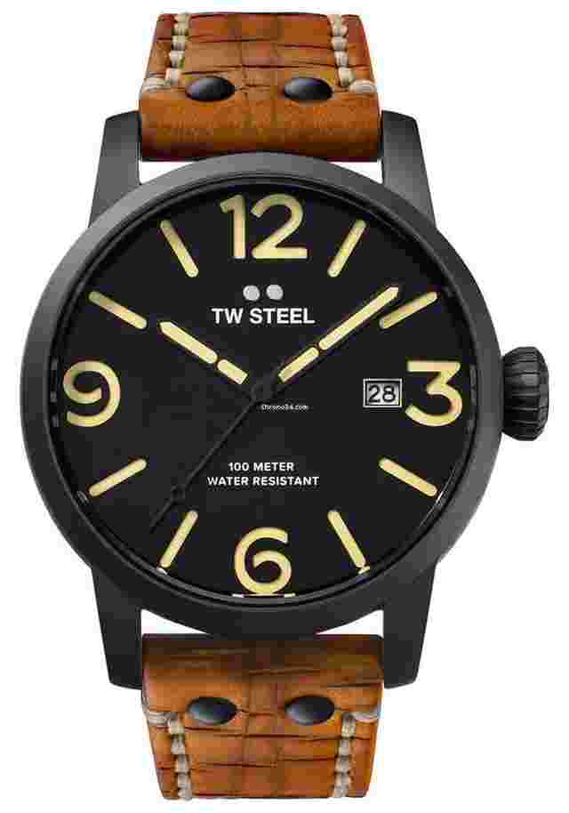 TW Steel
                           
                                 Maverick Black PVD Black Dial Leather Date Quartz Mens Watch MS32