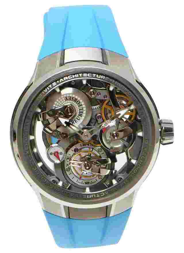 Greubel Forsey Tourbillon 24 Seconds
                           
                                 Architecture in Titanium on Light Blue Rubber Strap with Openwork Dial Includes additional Black Rubber Strap