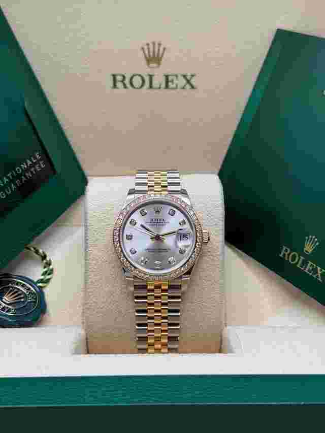 Rolex Datejust 31
                           
                                 Silver Diamond Dial Diamond Bezel Two Tone Yellow Gold Jubilee Pre Owned