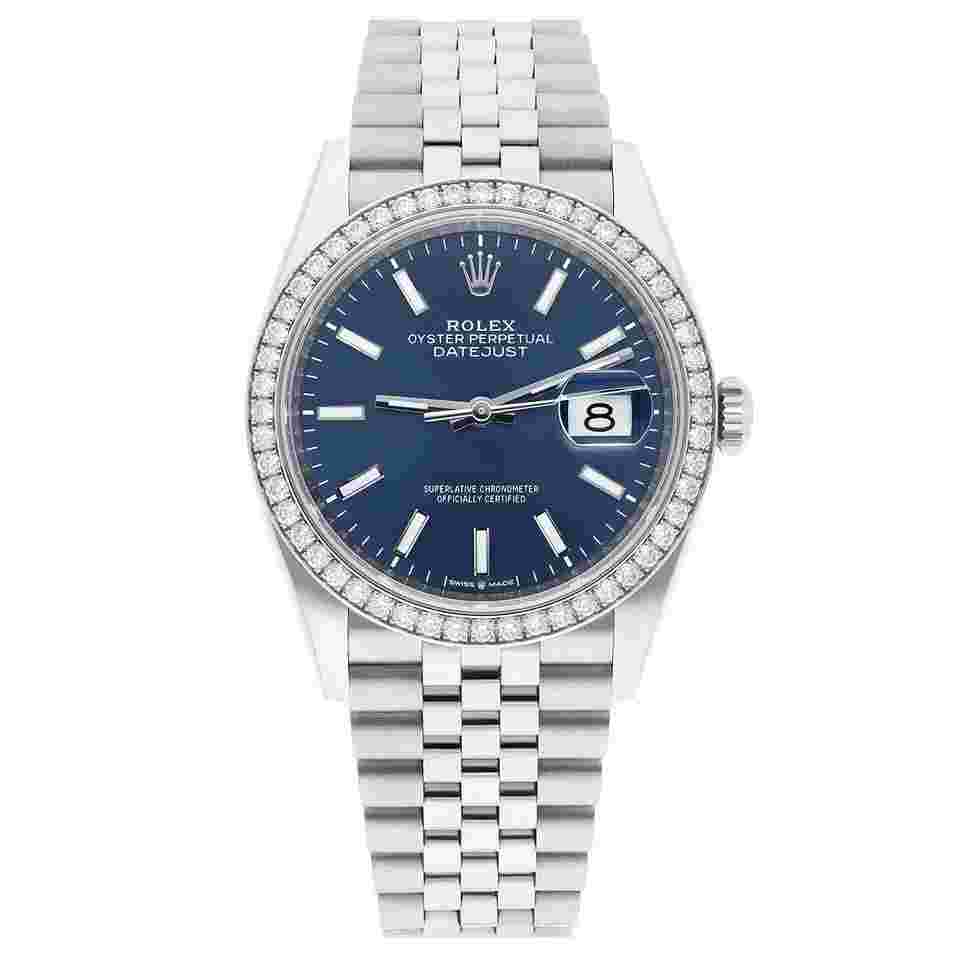 Rolex Datejust 36
36mm Steel Jubilee Blue Index Dial Diamond Bezel 126284RBR