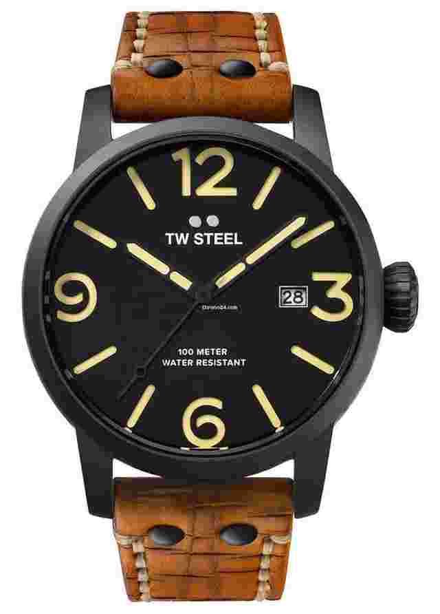 TW Steel
                           
                                 Maverick Black PVD Black Dial Leather Date Quartz Mens Watch MS31