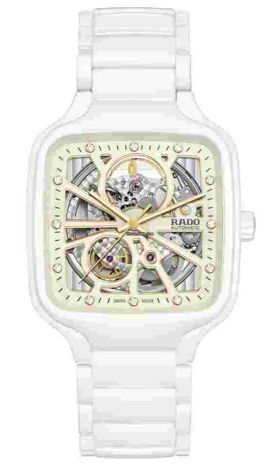 Rado True
                           
                                 Square Automatic R27073702 38mm Diamond Open Heart Ivory Dial Unisex Watch 80h