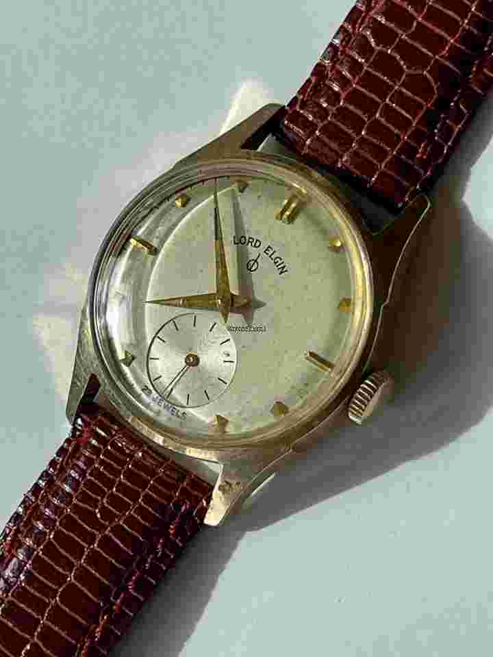 Elgin
                           
                                 Lord Solid 14K(585) Gold Classic Dress Vintage 23 Pie Pan Dial Jewels Swiss Made