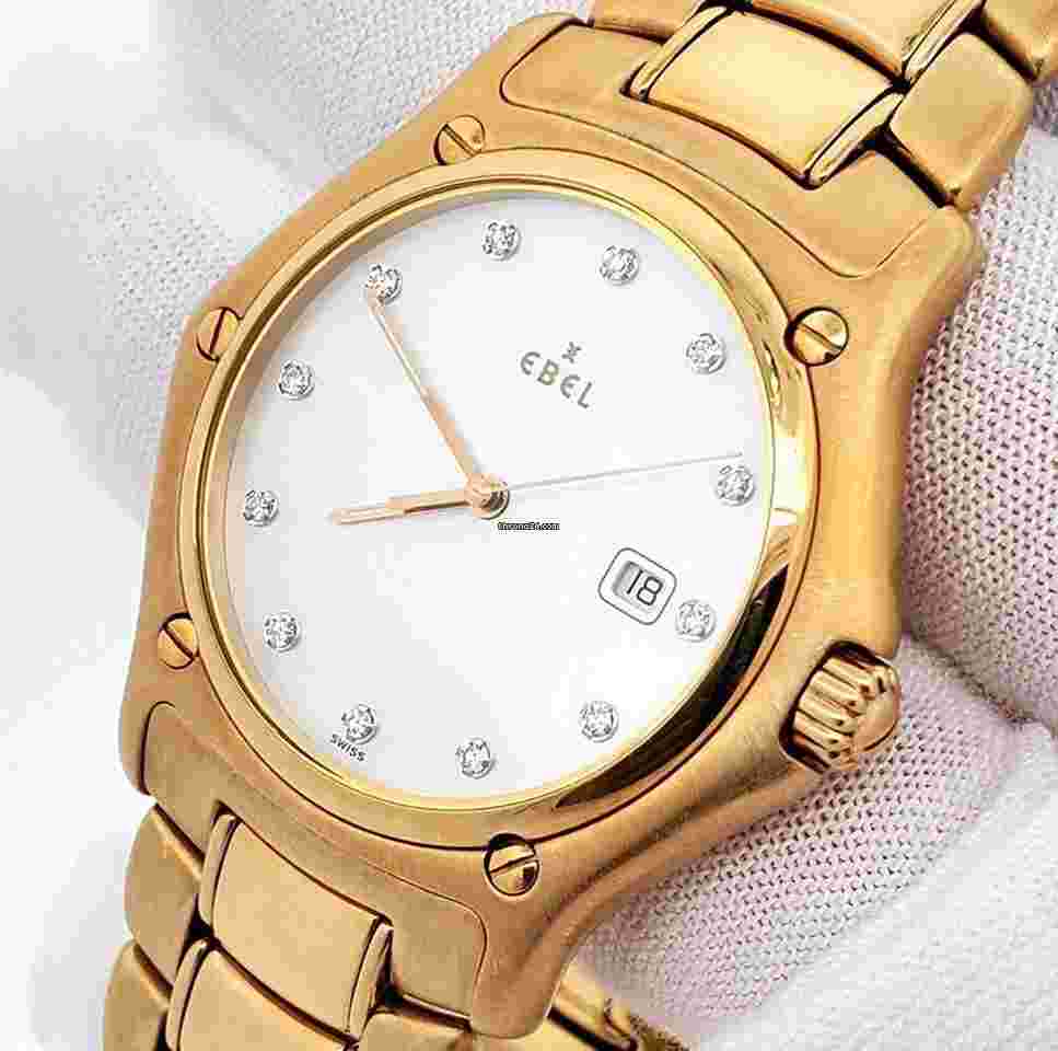 Ebel 1911
                           
                                 Factory White MOP Diamond 18k Yellow Gold Quartz 1911 37mm Watch 887902
