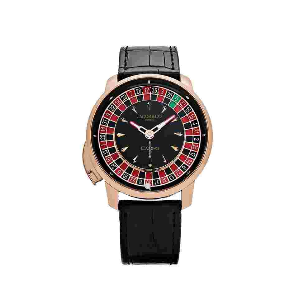 Jacob & Co.
'The Casino Tourbillon' CA100.40.AA.AA.ABALA Rose Gold Black Onyx Dial Limited Edition