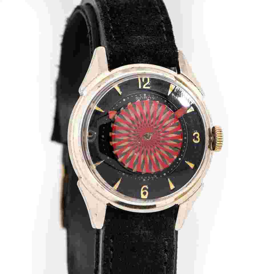 ROBOT 1980's Vintage Robot Men's Sized Kaleidoscope Cocktail Watch 18k Yellow Gold Plated ( 15195)